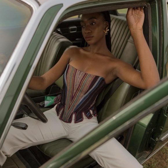 Kilentar Tops - Ola Vintage Aso-Oke Top Print Corset by Kilentar